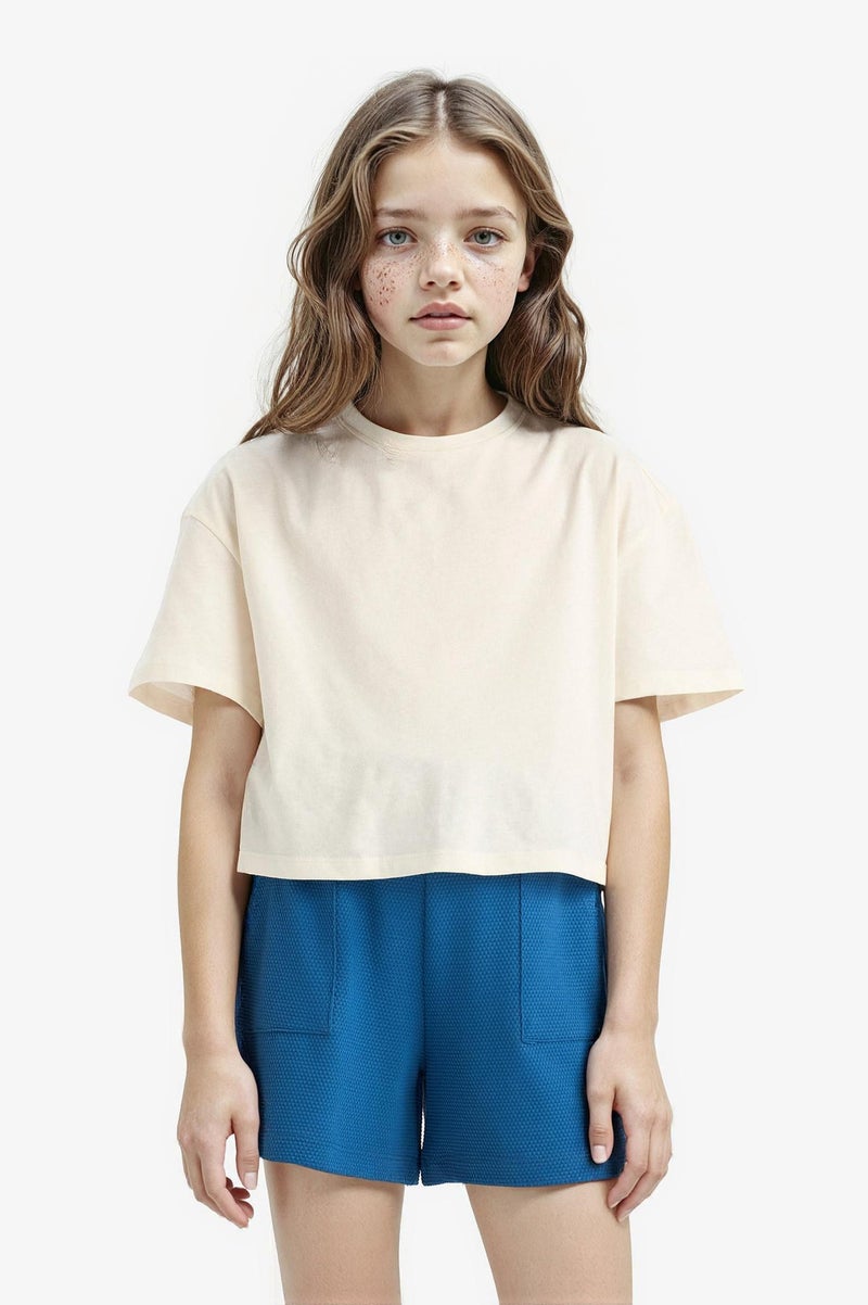 DeFacto Blue Girl Girl Elastic Waist Pocketed Shorts Casual - Image 3